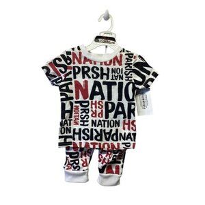 Parish Nation Boys Short Sleeve Tee Shirt & Pants PN Logo Print 24 Months